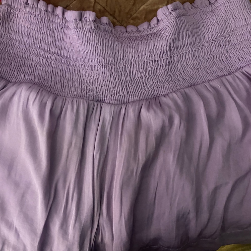 high waisted purple smocked TCEC flowy shorts